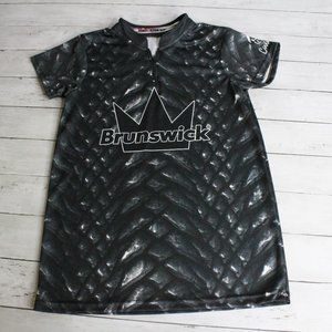 Brunswick Women's Jersey Bowling Shirt Size Medium Sash Black Gray White
